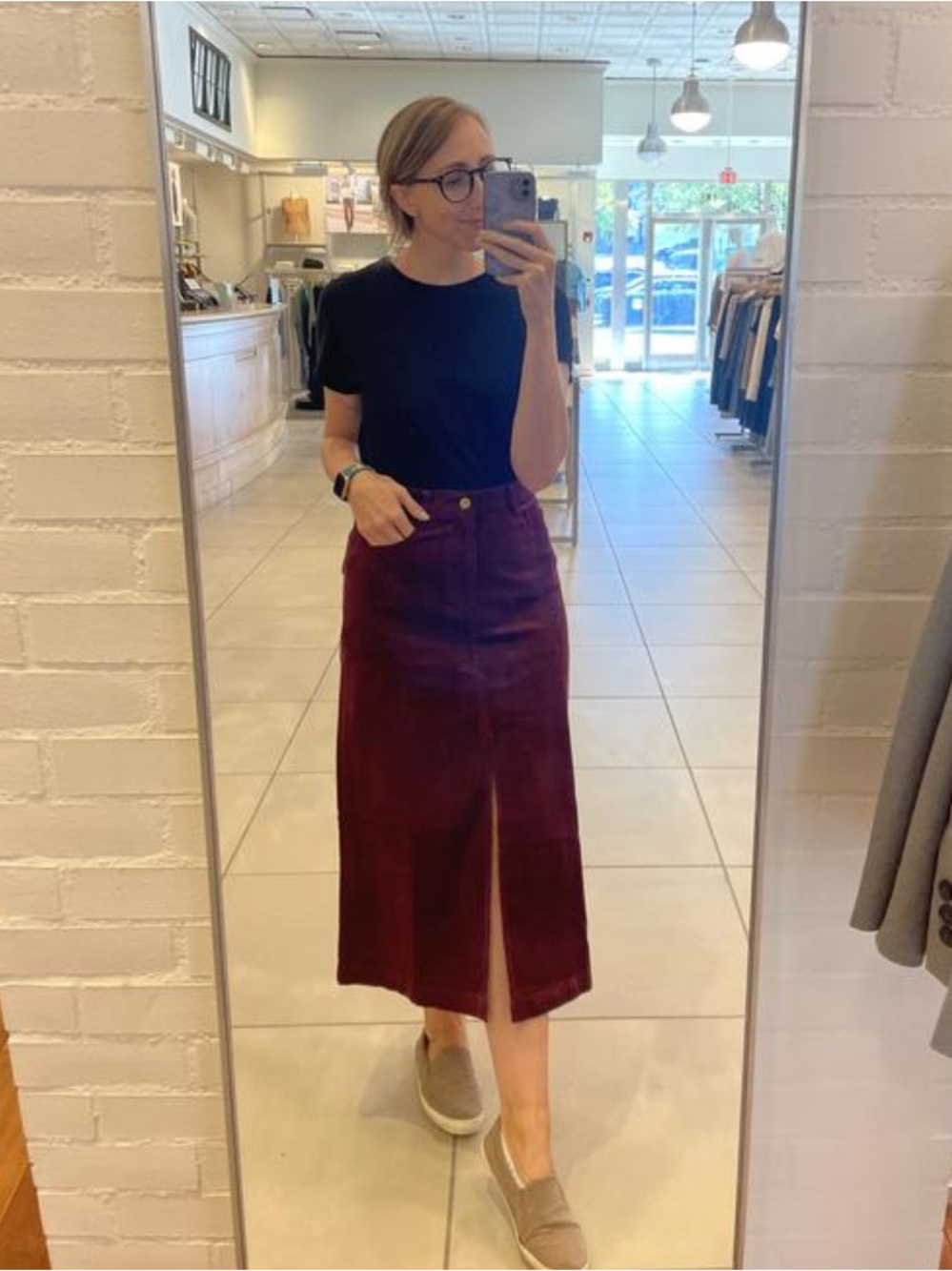 Loft Women’s Brushed Corduroy Midi Skirt in Deep Wine - Picture 10 of 17
